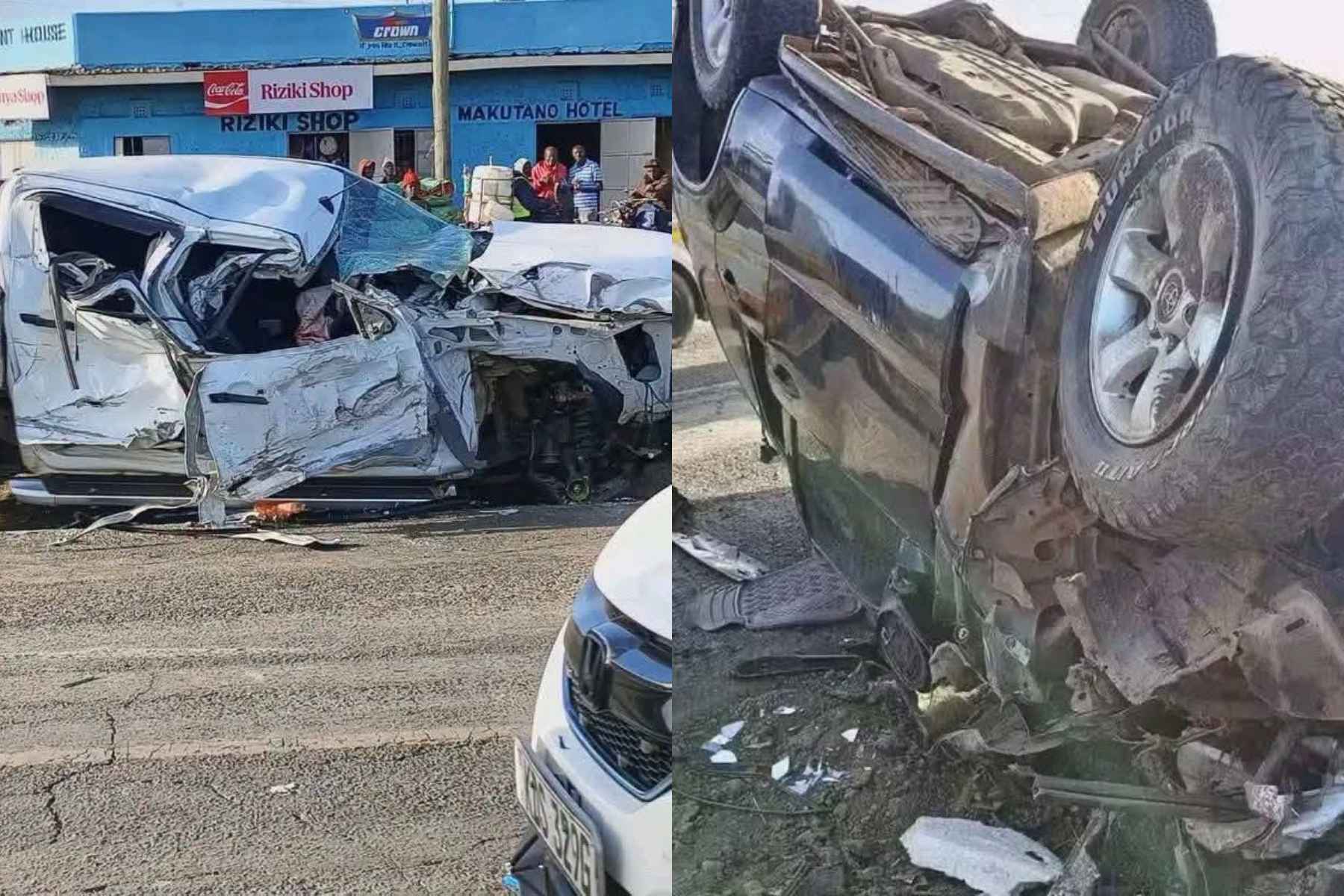 Collage photo of an accident along the Nairobi-Nakuru highway.